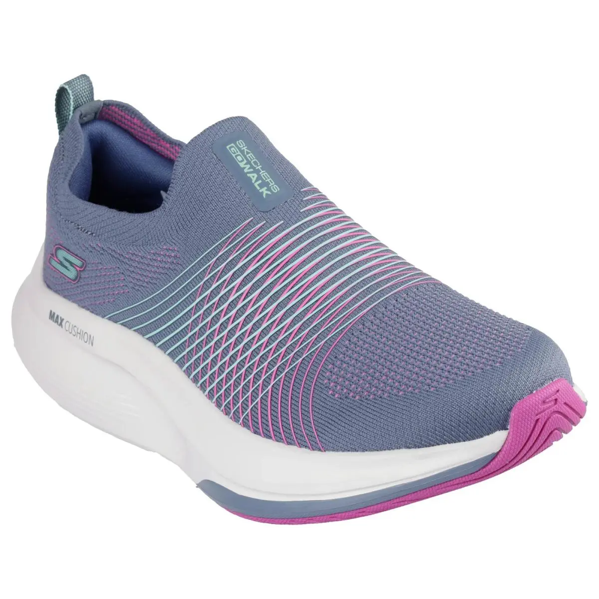 Skechers Shoes Max Cushion Women Wide Fit Go Walk Charcoal Comfort Slipon 125052