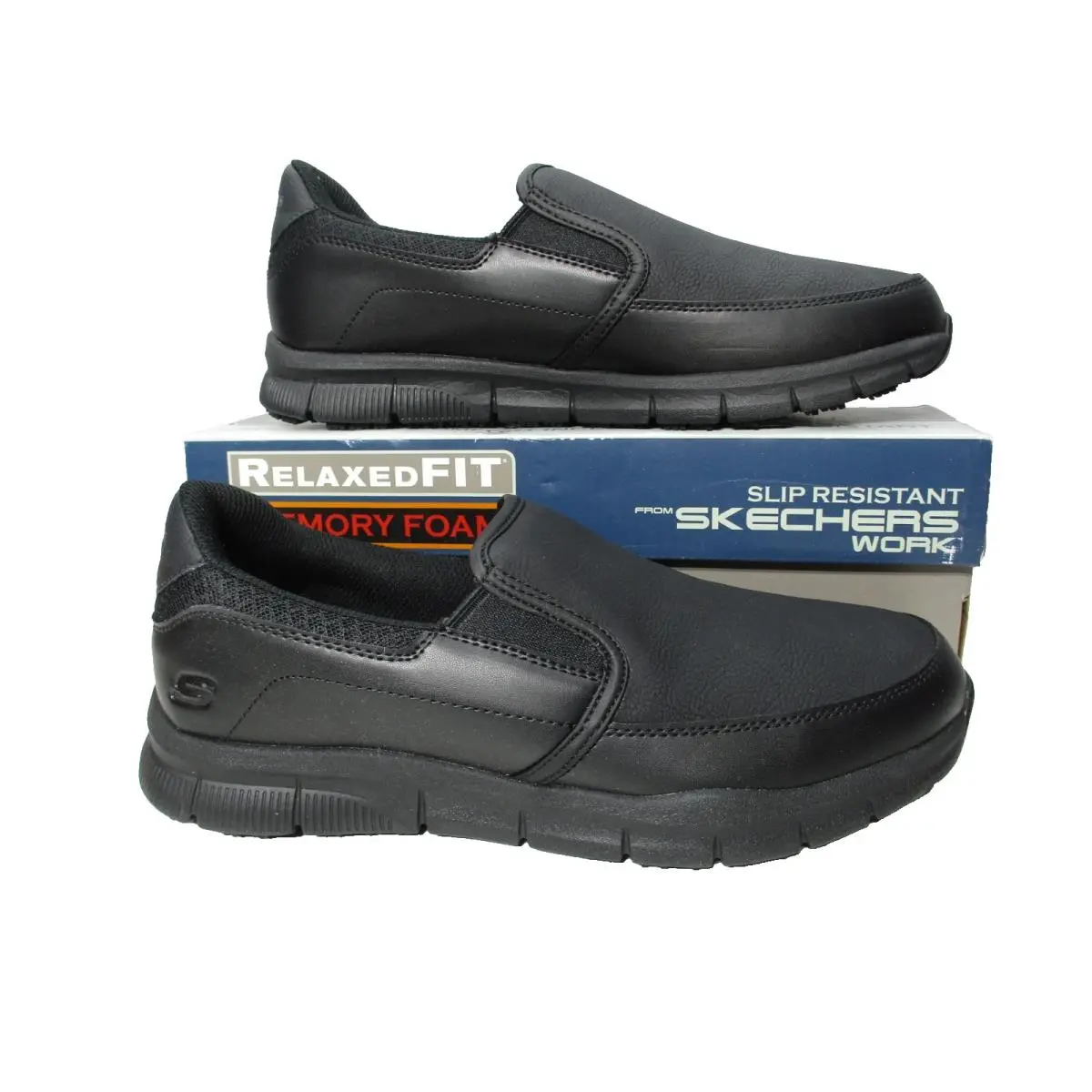 Skechers Work Slip On Shoes Slip Resistant Nampa Groton Black Mens Sz 10