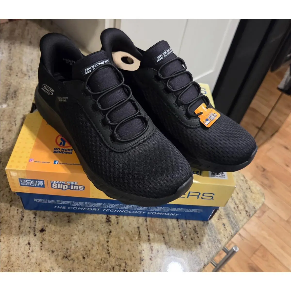 Womens 8.5 Black Skechers Bobs Squad Chaos Slip Ins Casual Trainers 117504 - Black