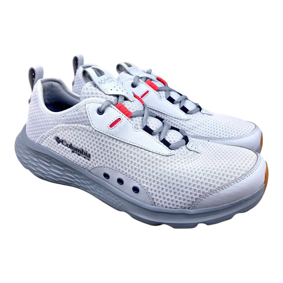 Columbia Performance Fishing Gear Cast Back Boat Shoes White Gray Mens