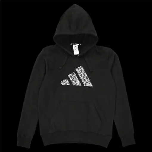 Adidas Perfo Script Graphic Pullover Black Hoodie- 3 Stripes