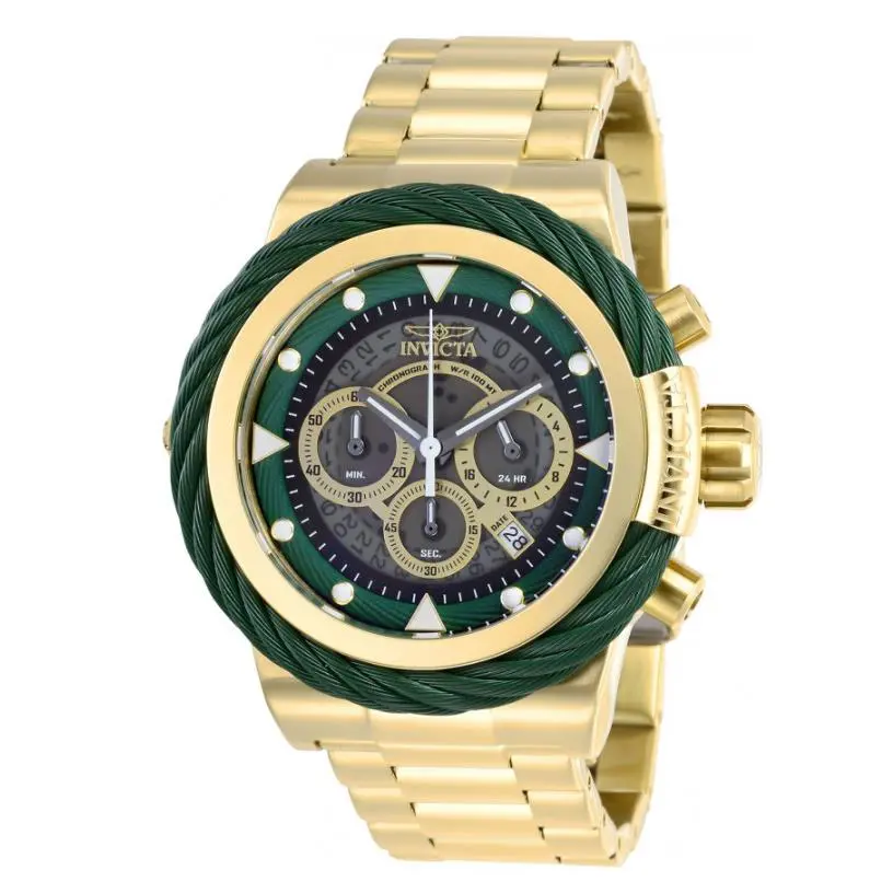 Invicta Bolt Sport Men`s 50mm Gold Green Anatomic Chronograph Watch 27804