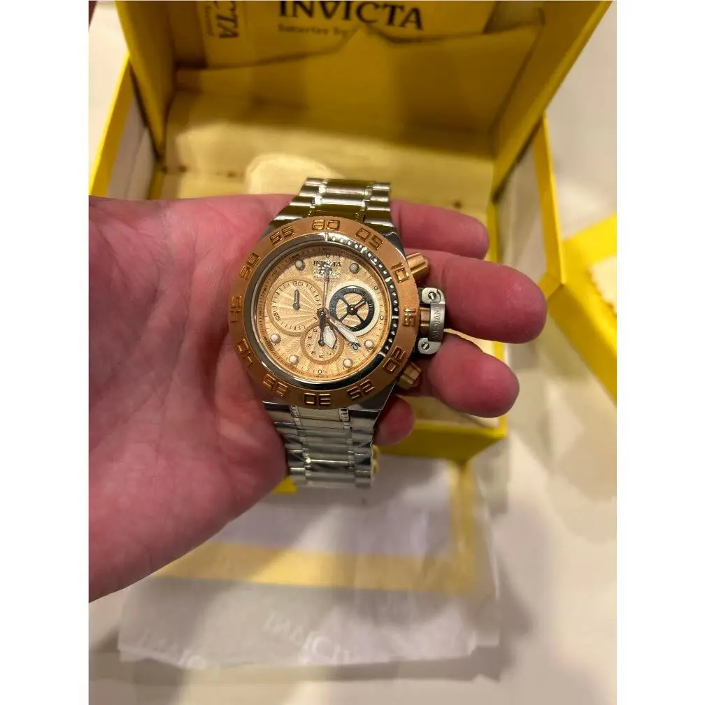 10142 Subaqua Noma IV Swiss Chronograph Rose Gold Dial 500M Steel Watch by Invicta