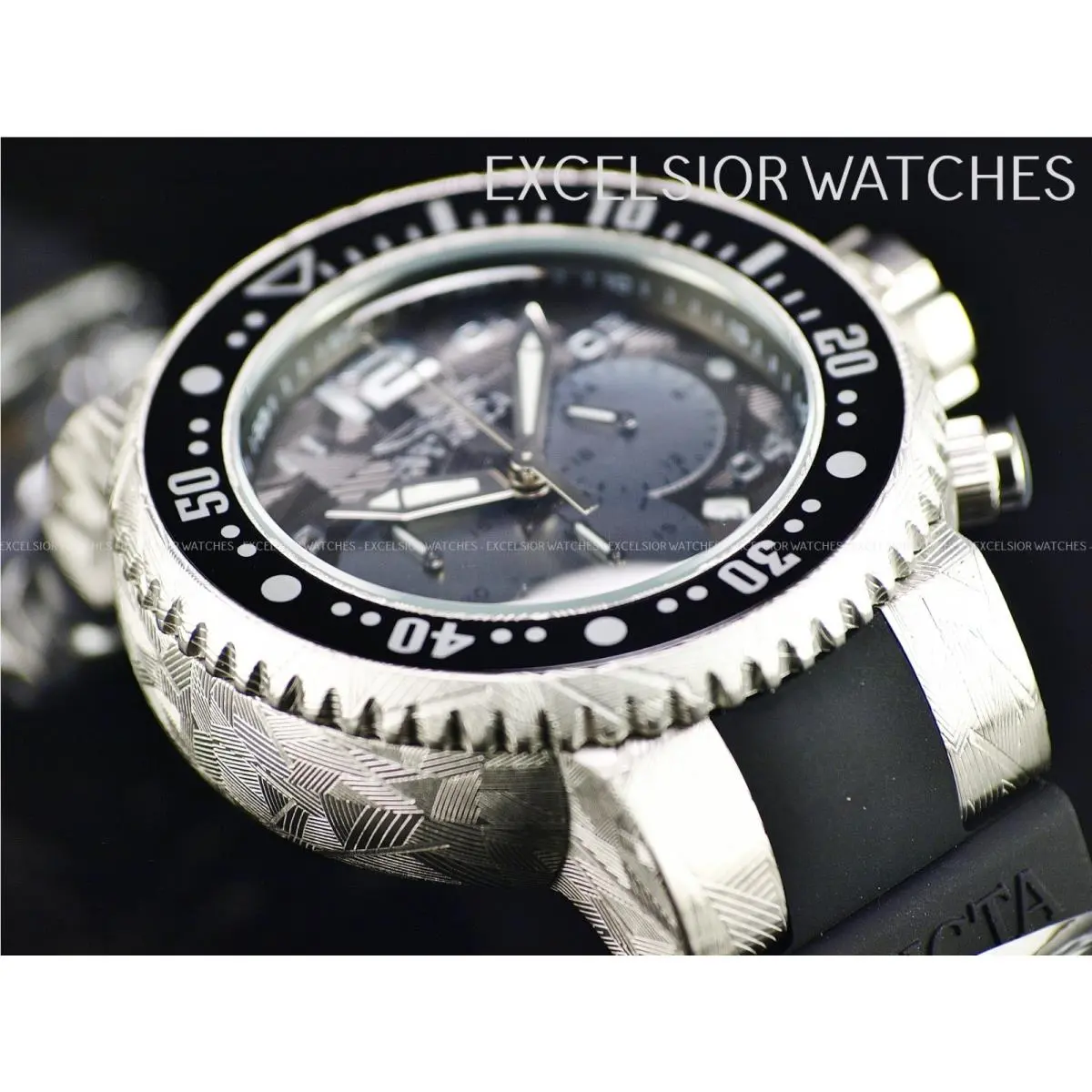 Invicta Men`s 52mm Pro Diver Laser Acid Etched Quartz Chronograph SS Watch