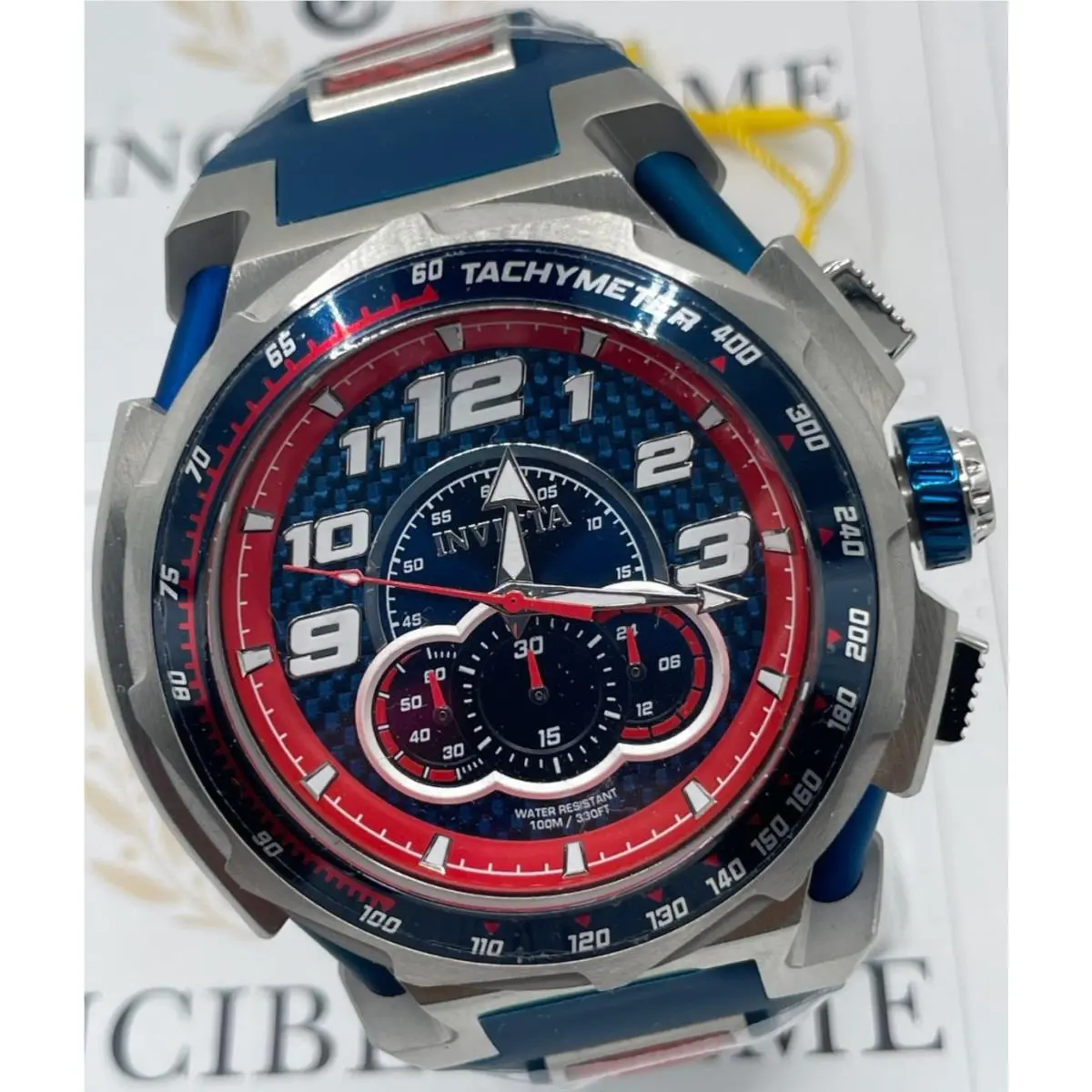Invicta S1 Rally Racing Men`s Watch - 50.5mm Blue Red 43796 - Dial: Blue, Red, White, Band: Blue, Red, Bezel: Blue