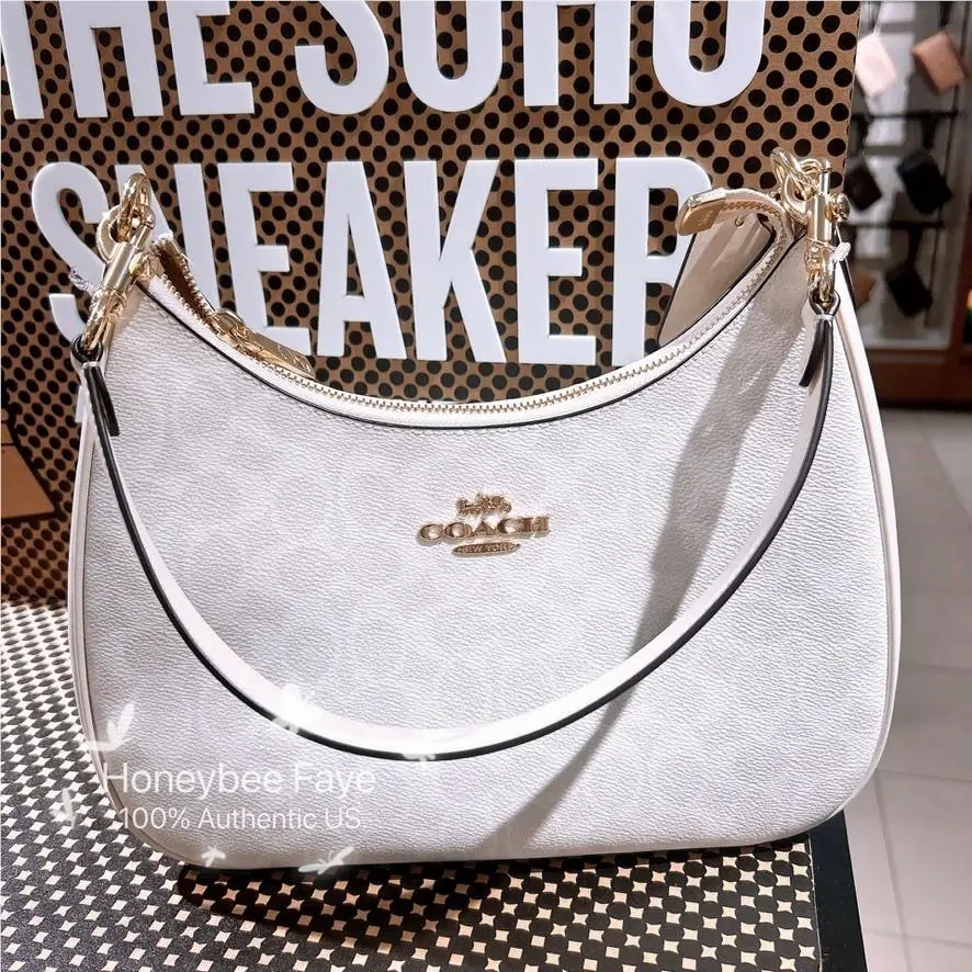 Coach Womens Teri Hobo Crossbody Shoulder Bag Signature Canvas CAK28