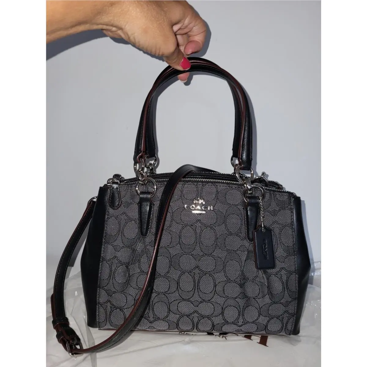 Coach F36719 Outline Signature Mini Christie Carryall Khaki/brown