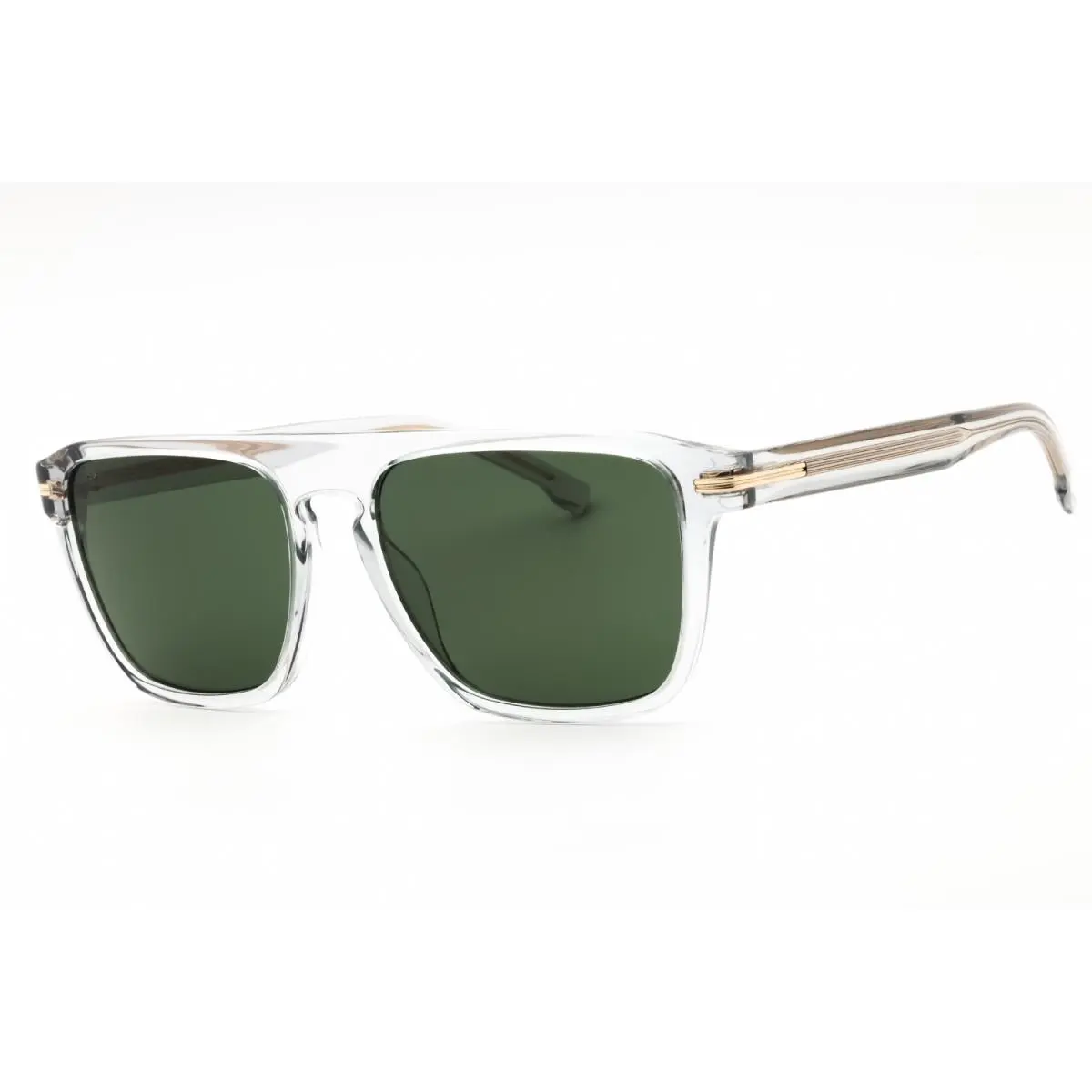 Hugo Boss 1599/S KB7 QT Sunglasses Transparent Grey Frame Green Lens 56mm - Frame: Gray, Lens: Green