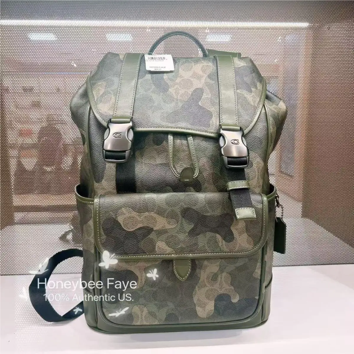 Coach Men`s Signature Camo League Flap Backpack In Signature Camo CAF98
