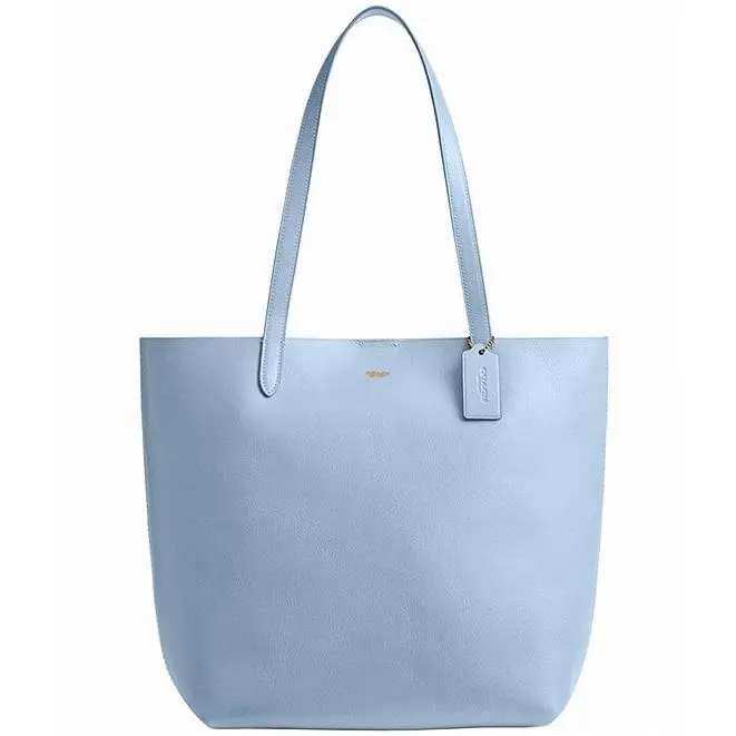 Coach CAM02 Manhattan Leather B4 Bluebell Blue Tote Bag Brass/bluebell Blue