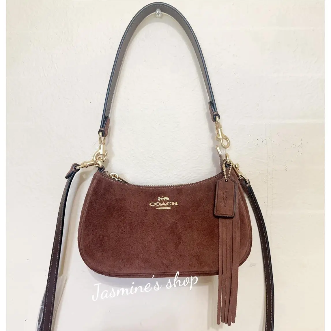 Coach Teri Mini Crossbody Bag CCE42 Suede Vintage Brown