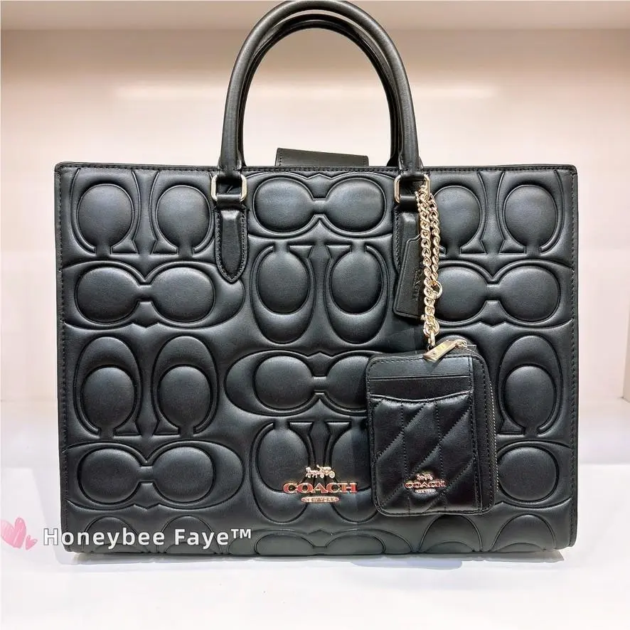 Coach Maggie Tote Bag In Blocked Signature Leather CY672 Card Case cz467
