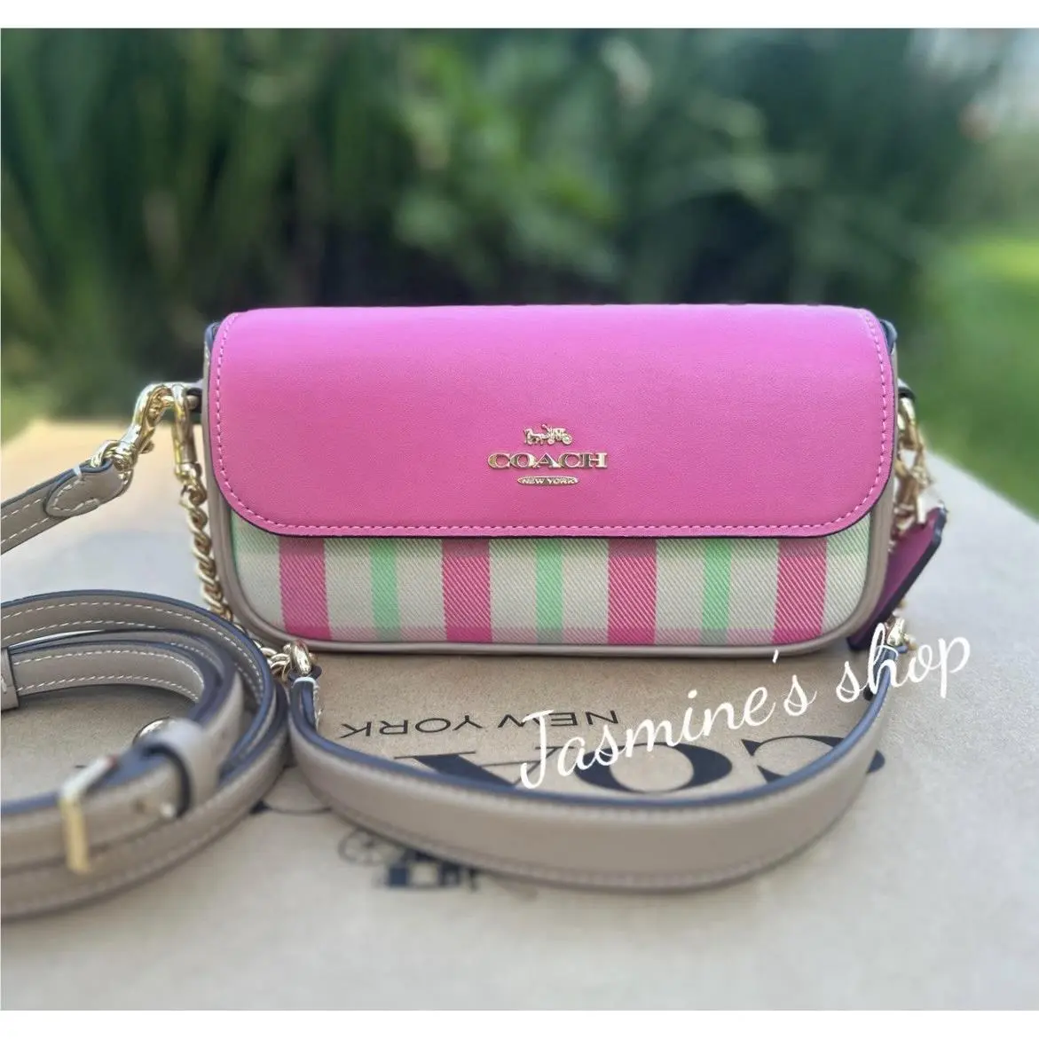 Coach Hailey Flap Shoulder Crossbody Bag with Plaid Print Lady Purse CBI56