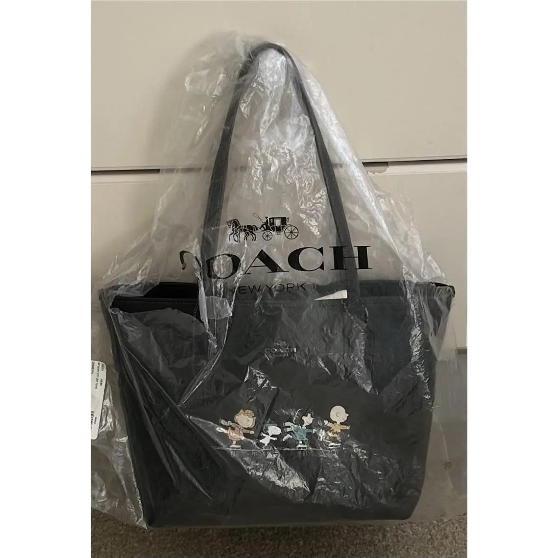 Coach Limited Edition Peanuts/snoopy Black Leather City Zip Tote 18904