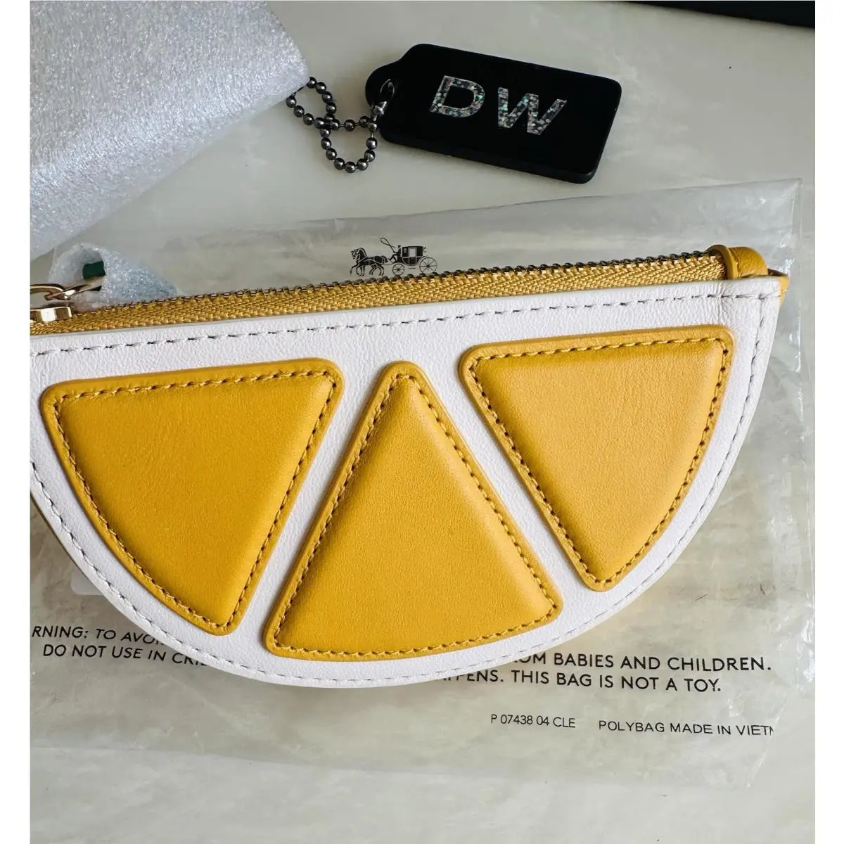 Coach Orange Slice Large Leather Pouch / Coin Purse / Bag Charm 2762