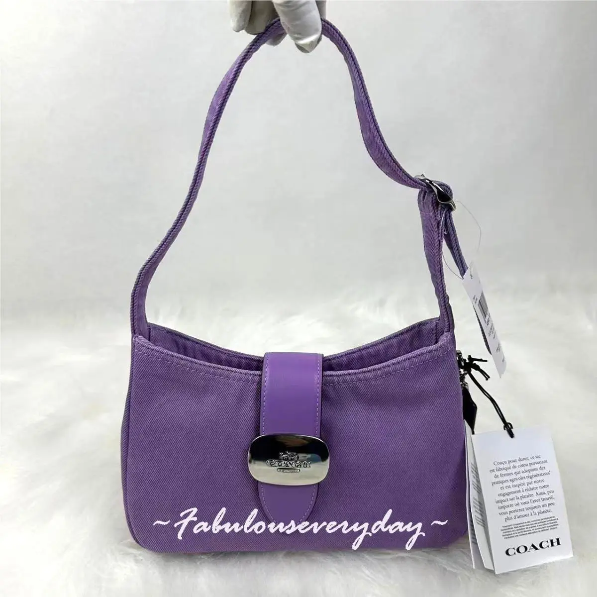 Coach Eliza Shoulder Bag In Denim/silver/iris CBR14