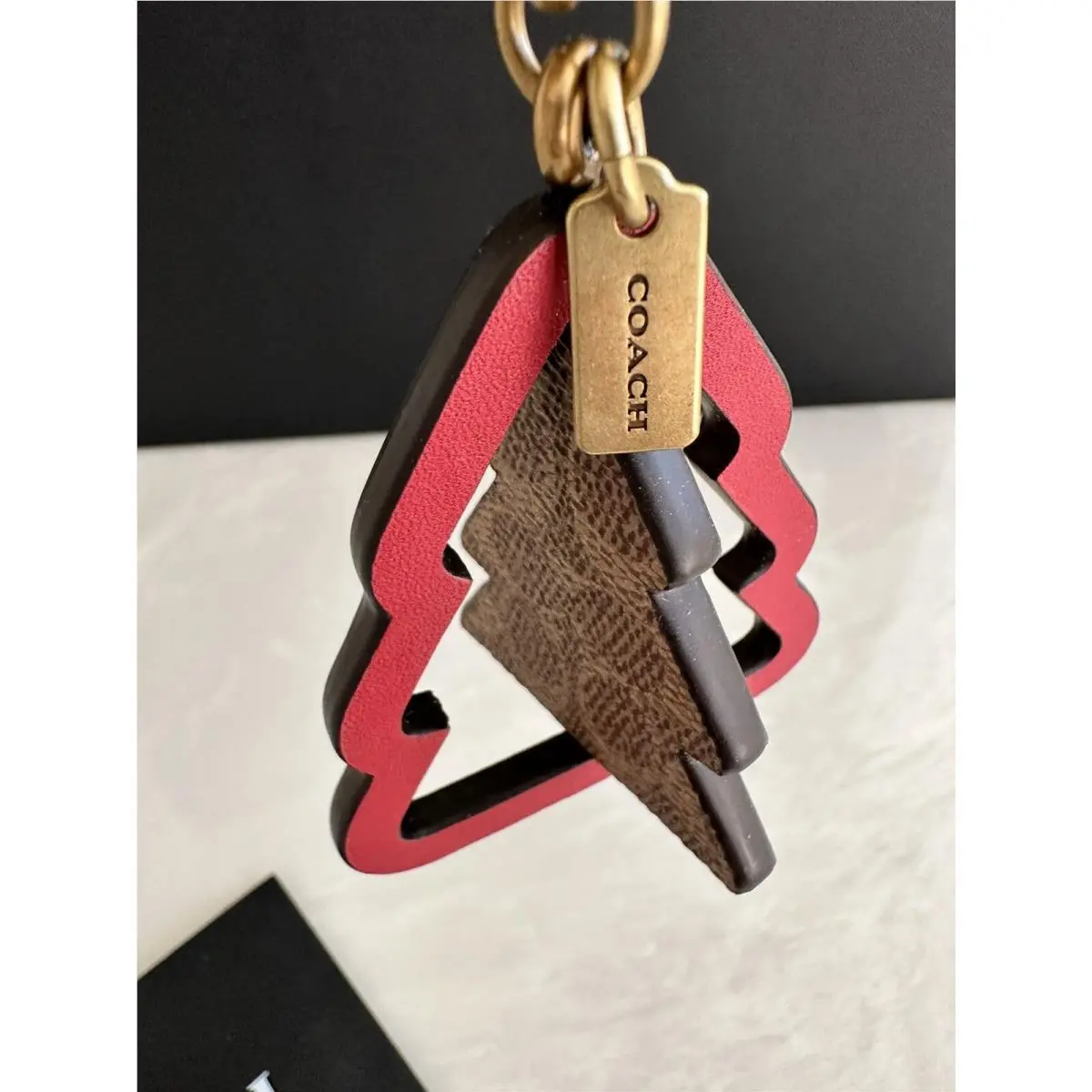 Coach Spring Tree Red Apple/tan Signature Leather 79761