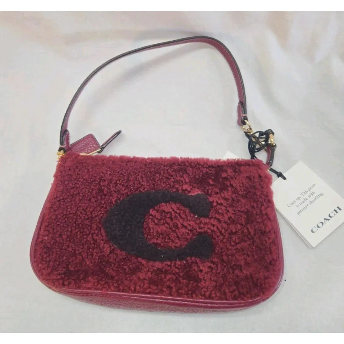 Coach Handbag CE691 Nolita 19 Shearling Black Berry Burgendy Pouch Tags
