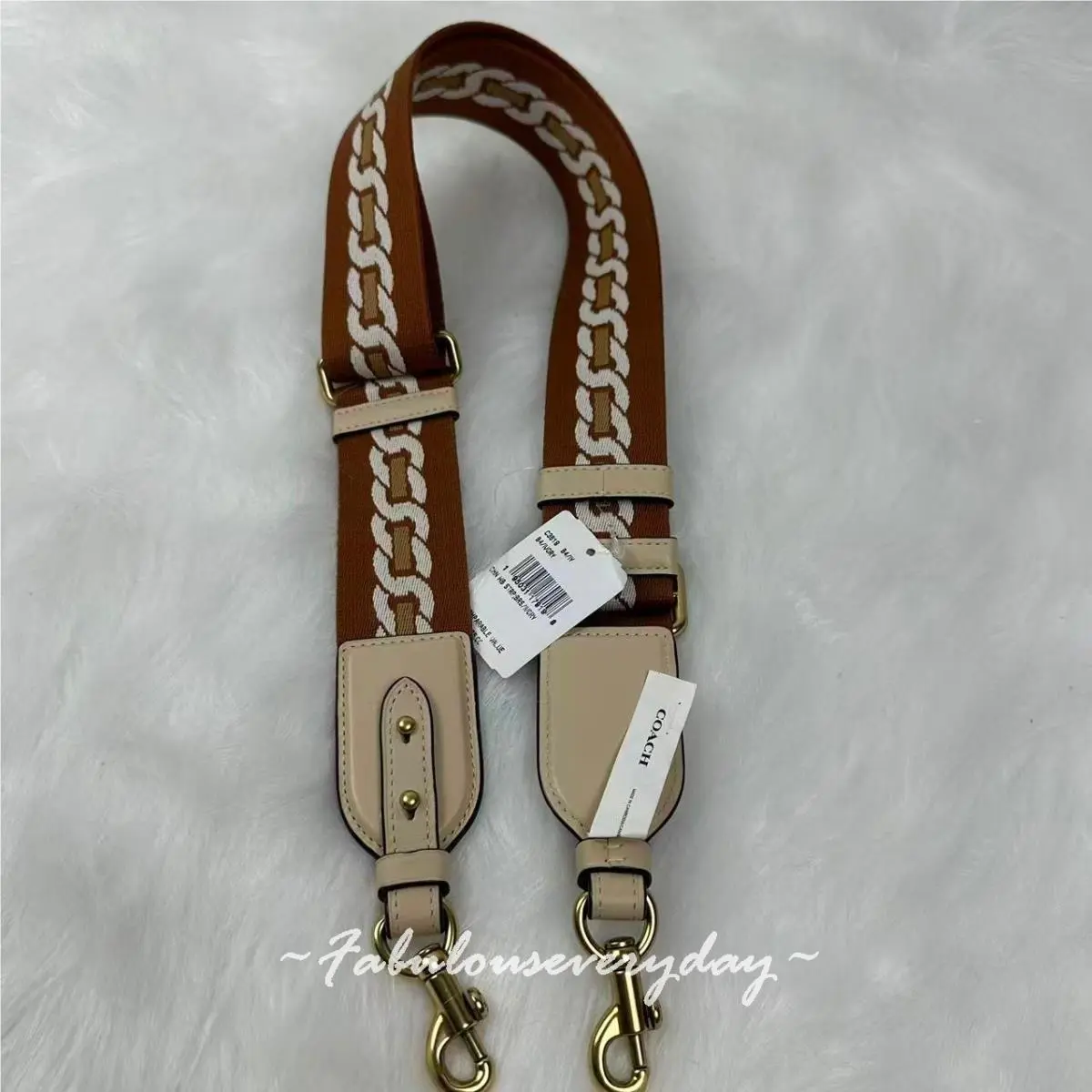 Coach Strap with Chain Stripe In Nylon/brass/ivory C3619