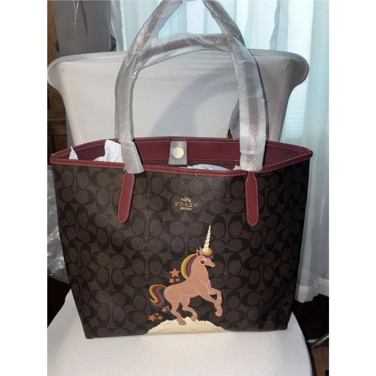 Coach Unicorn Brown/black/multi Signature City Tote C1780