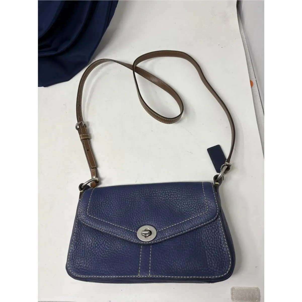 Coach Chelsea Crossbody Navy Blue Peddle Leather Shoulder Bag