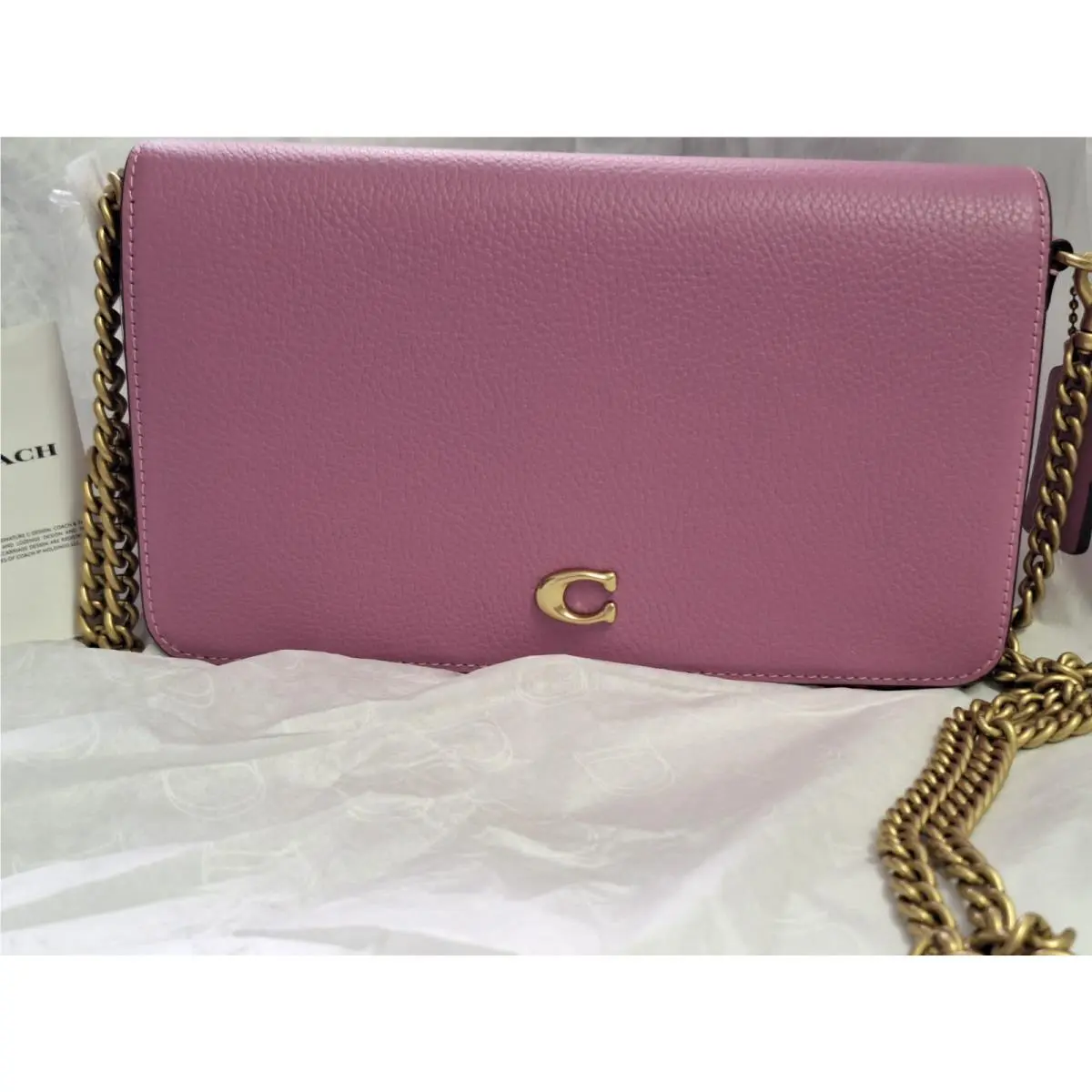Coach Mila Crossbody Bag Fuchsia Leather with Card Pouch