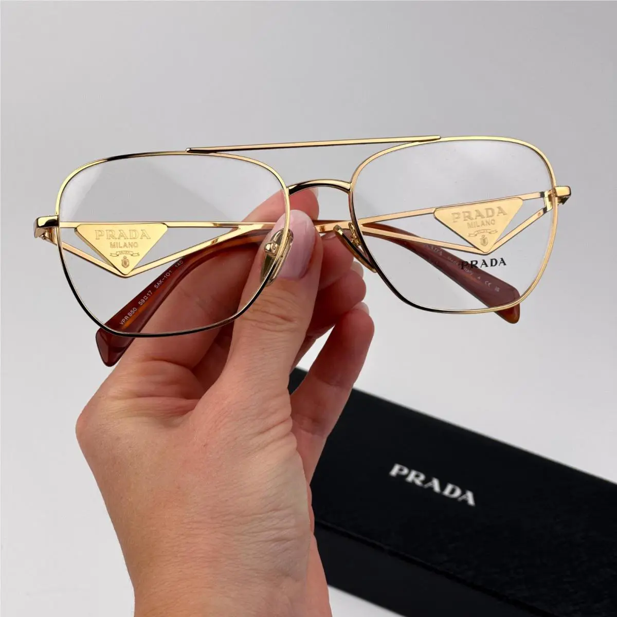 Prada Women Eyeglasses Gold Demo Rectangle PRB50V 5AK1O1