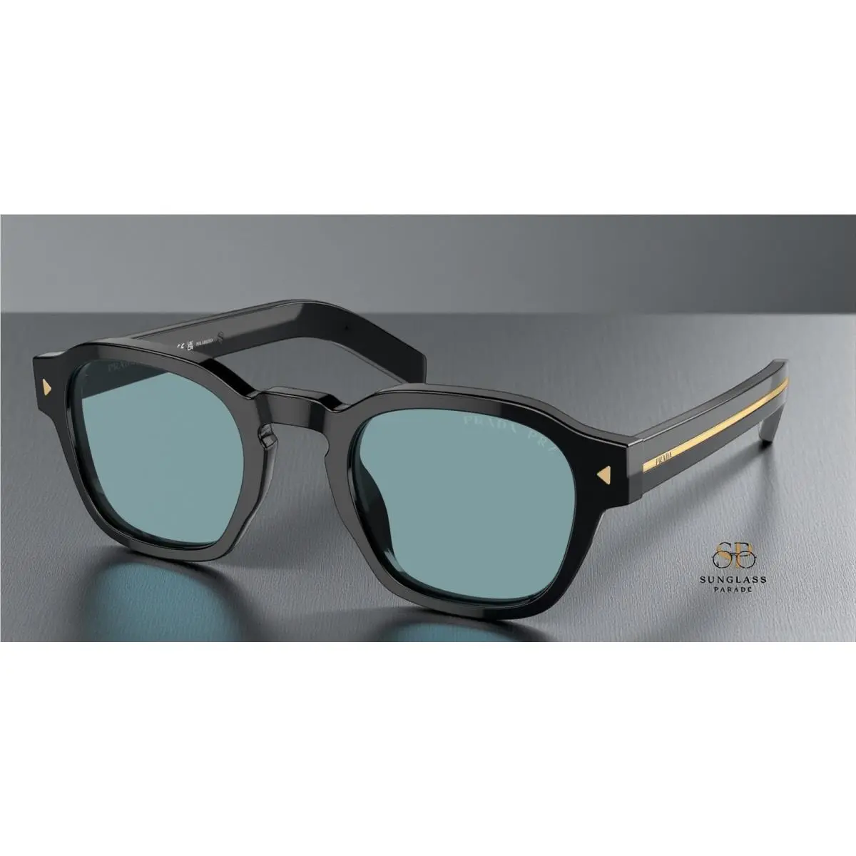 Prada PR A16S 16K04D Black Polarized Green Polarized 49 mm Men`s Sunglasses