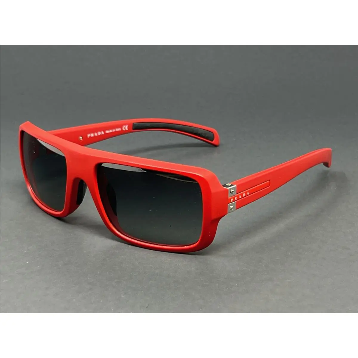 Prada Sunglasses SPS01I-ZVI3M1 Matte Red 57mm Square Plastic Men`s Italy