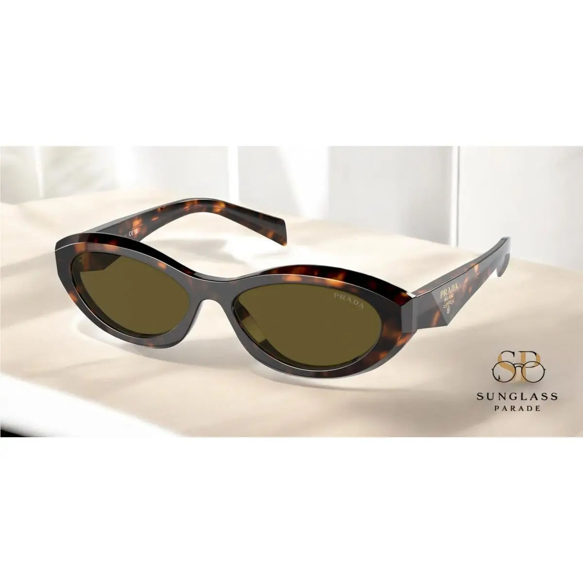 Prada PR 26ZSF 14L09Z Sage Honey Tortoise Dark Brown 56 mm Women`s Sunglasses