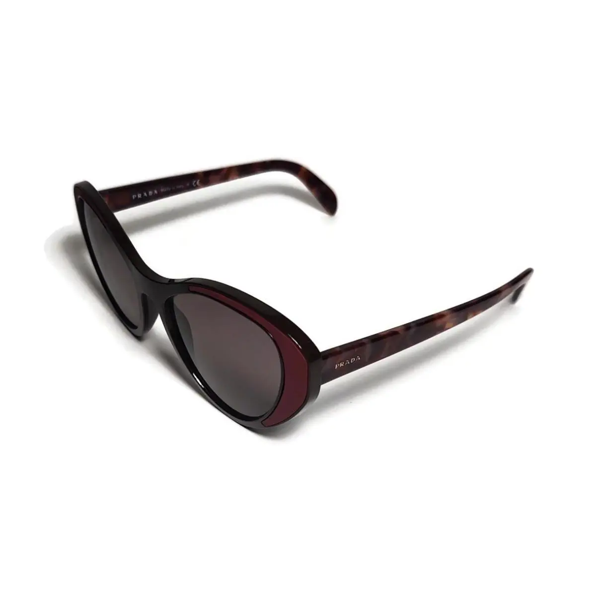 Prada Spr 14U Yeo Burgundy and Brown Sunglasses + Case
