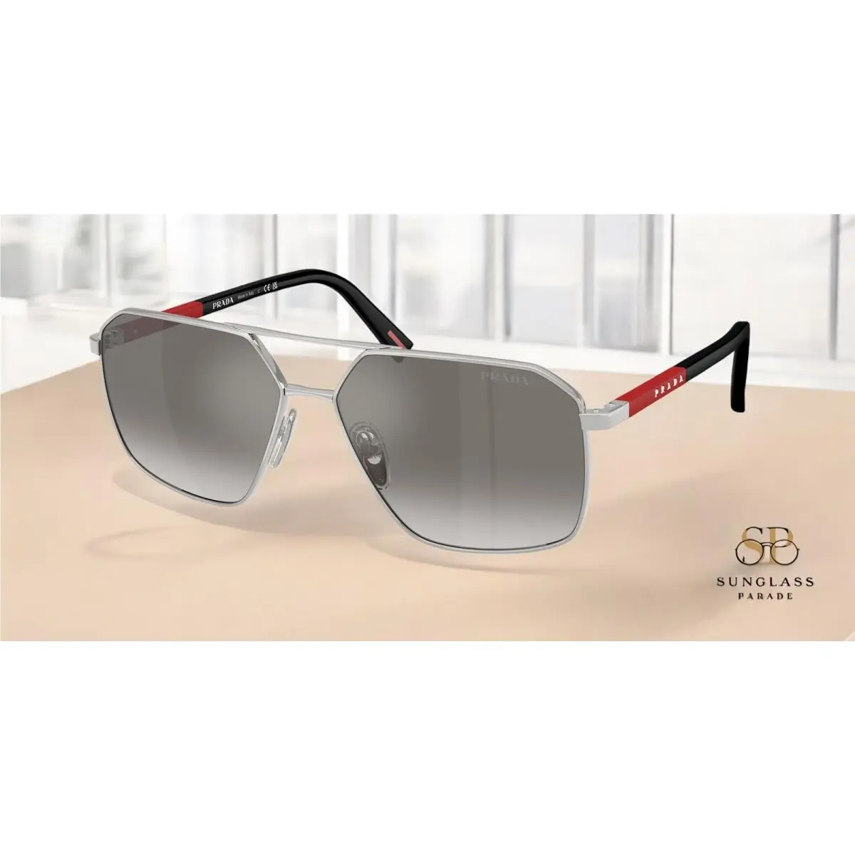 Prada Linea Rossa PS A50S 1BC02M Silver Grad Grey Mir Silver 60 Men`s Sunglasses