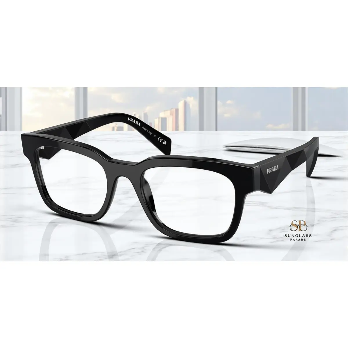 Prada PR A10V 16K1O1 Black Demo Lens 53 mm Men`s Eyeglasses