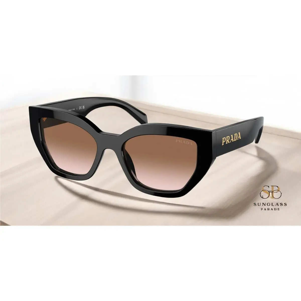 Prada PR A09S 1AB0A6 Black Brown Gradient 53 mm Women`s Sunglasses