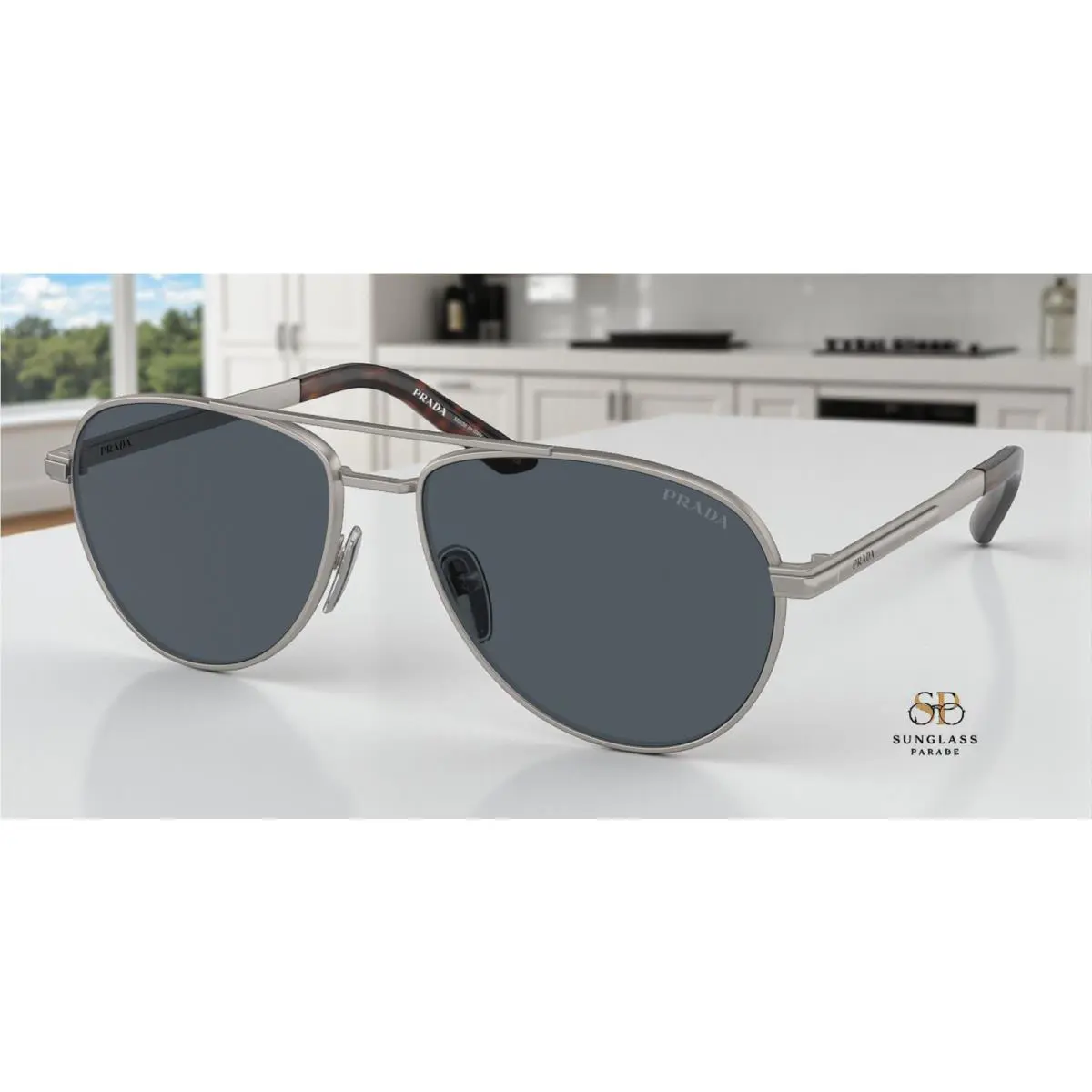 Prada PR A54S 7CQ09T Matte Gunmetal Dark Grey 60 mm Men`s Sunglasses