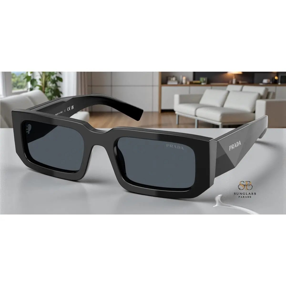Prada PR 06YS 16K2K1 Black Dark Grey 53 mm Men`s Sunglasses