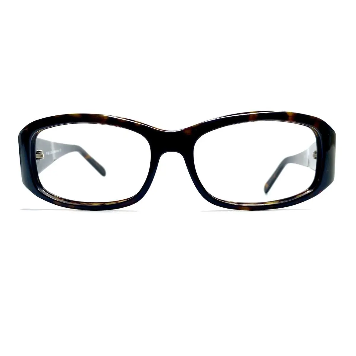 Prada Brown Tortoise Rectangular Wrap Glasses Italy SPR03E 2AU-3N1 54 14 140 - Frame: Brown, Amber, Beige, Silver