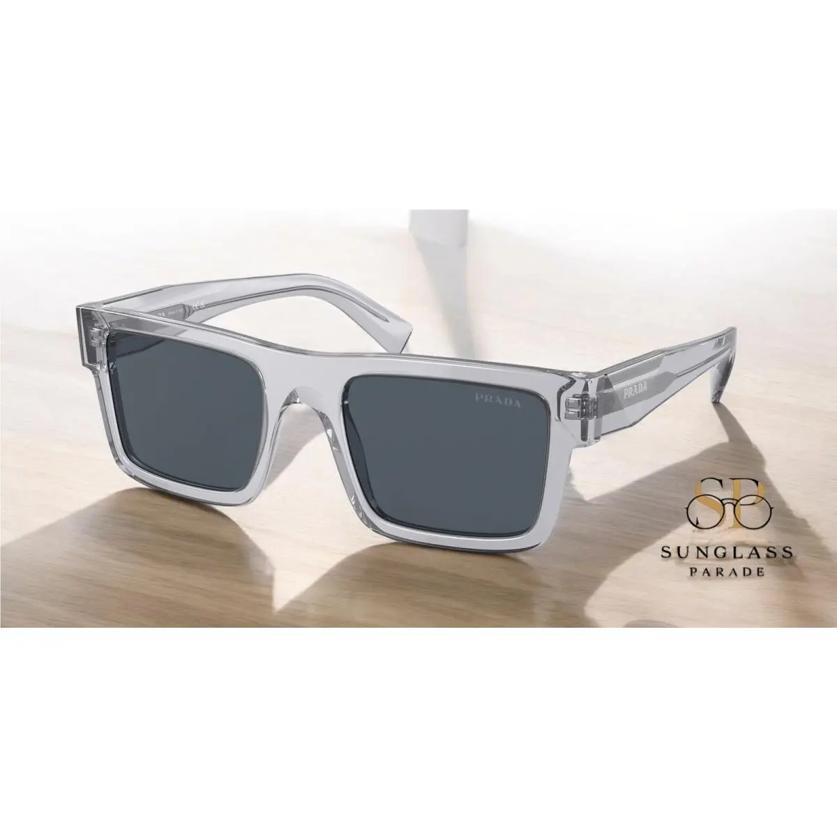 Prada PR 19WS U4309T Crystal Grey Dark Grey 52 mm Men`s Sunglasses