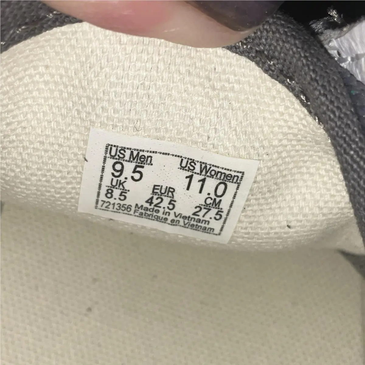 Vans shoes - White, Gray, Dark Gray 9