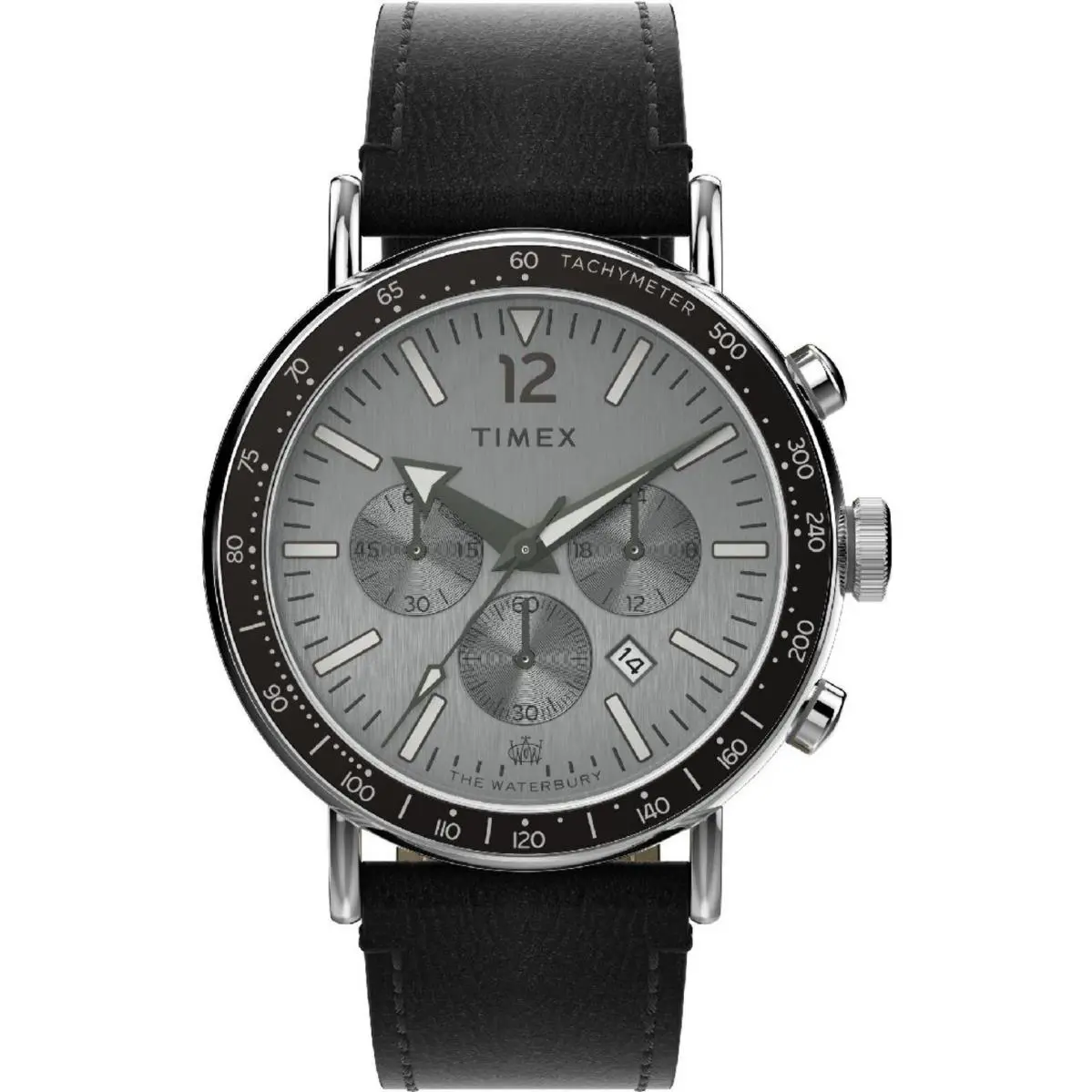 TW2W47400 Men`s Waterbury Standard Chronograph Black Leather Strap Watch by Timex
