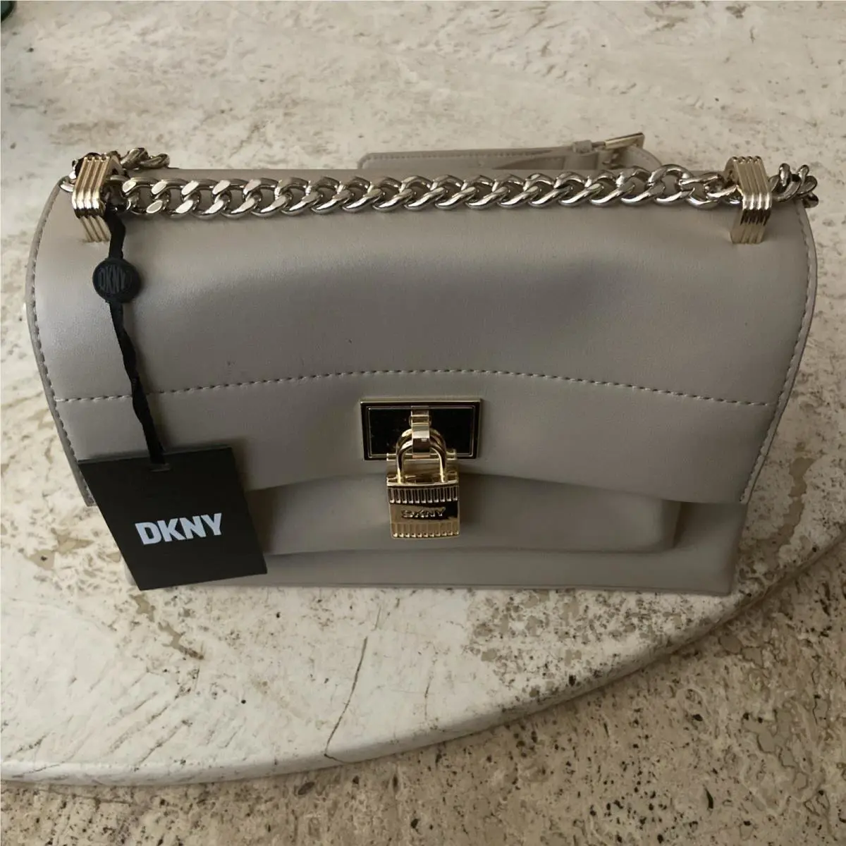 Dkny Evie Flap Shoulder Bag R41EDC63 Khaki Gold Small Casual Dress Cocktail