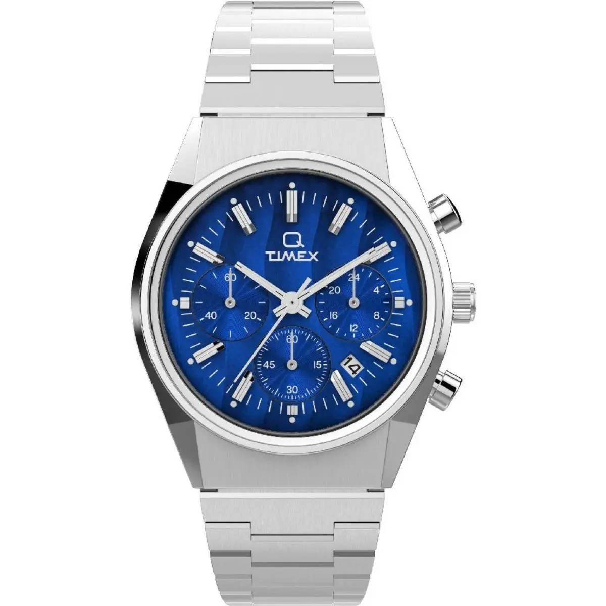 Men`s Q  Falcon Eye Chronograph 40mm Steel Bracelet Watch TW2W33700 by Timex
