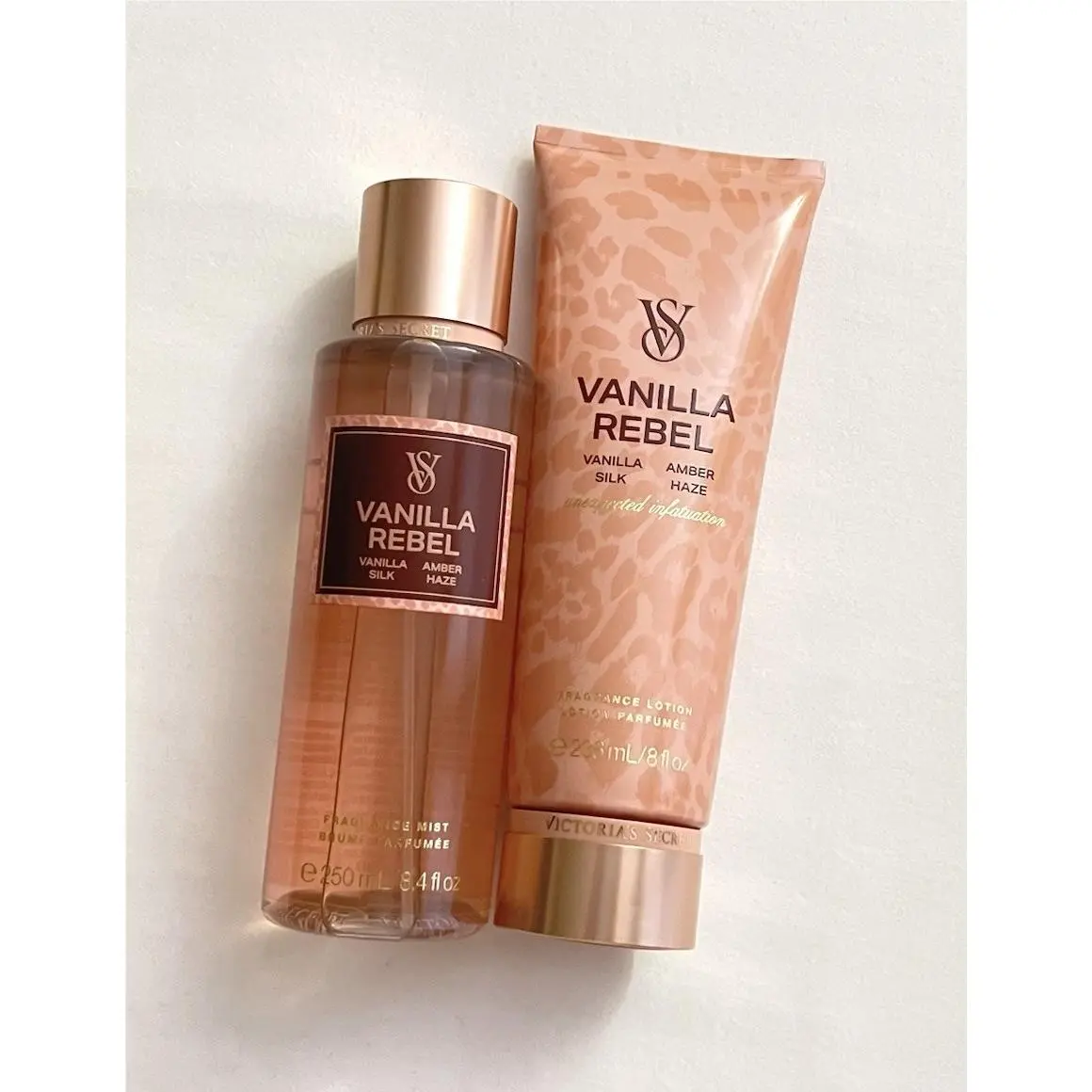 Victoria`s Secret Vanilla Rebel Fragrance Mist Body Spray Cream Bundle