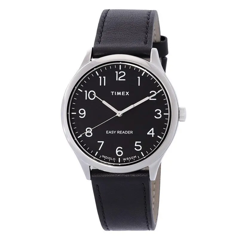 Timex Men`s Easy Reader Main Line Quartz Black Dial Watch - TW2U22300 - Dial: Black