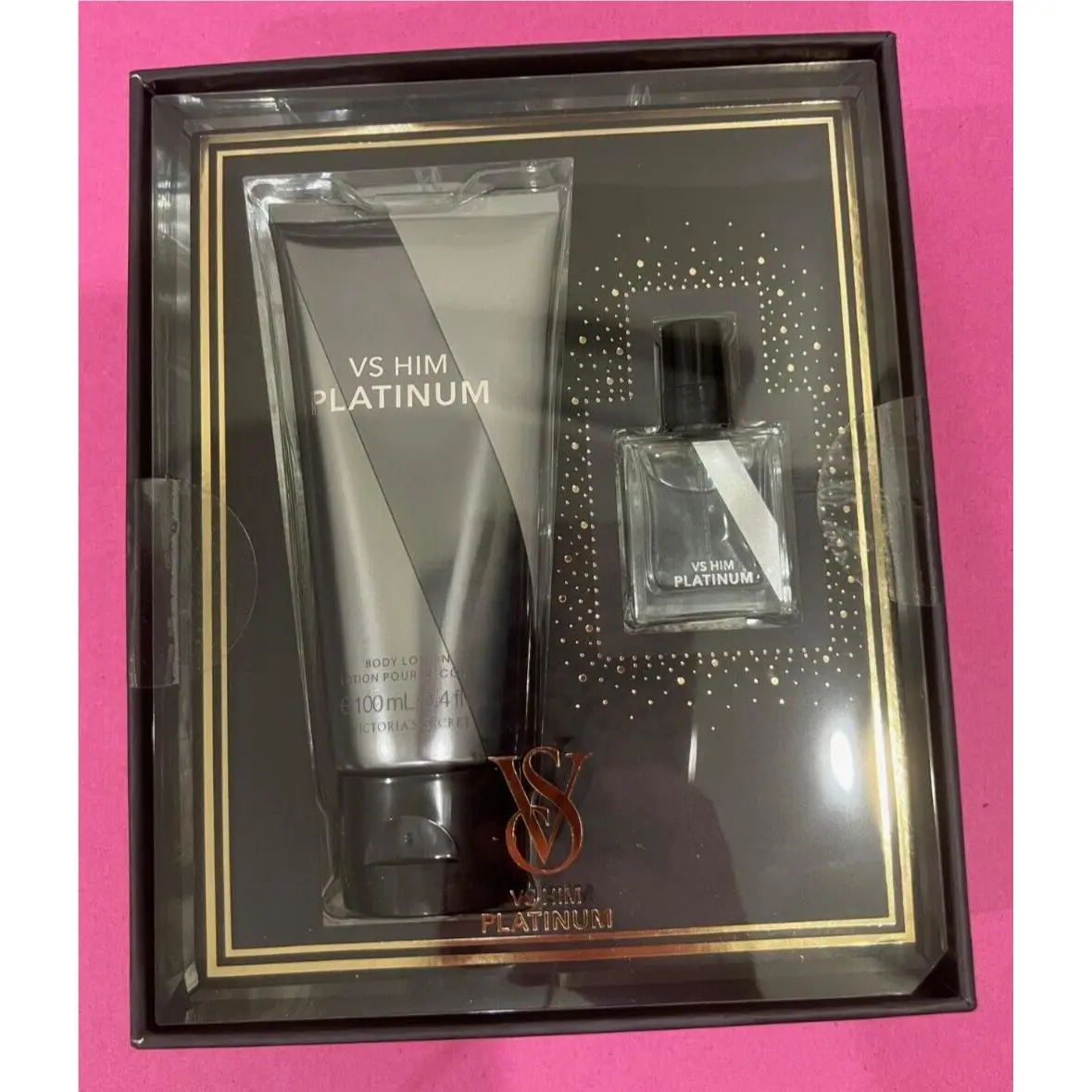 Victoria`s Secret VS Him Platinum Duo Mini Fragrance + Lotion Gift Set
