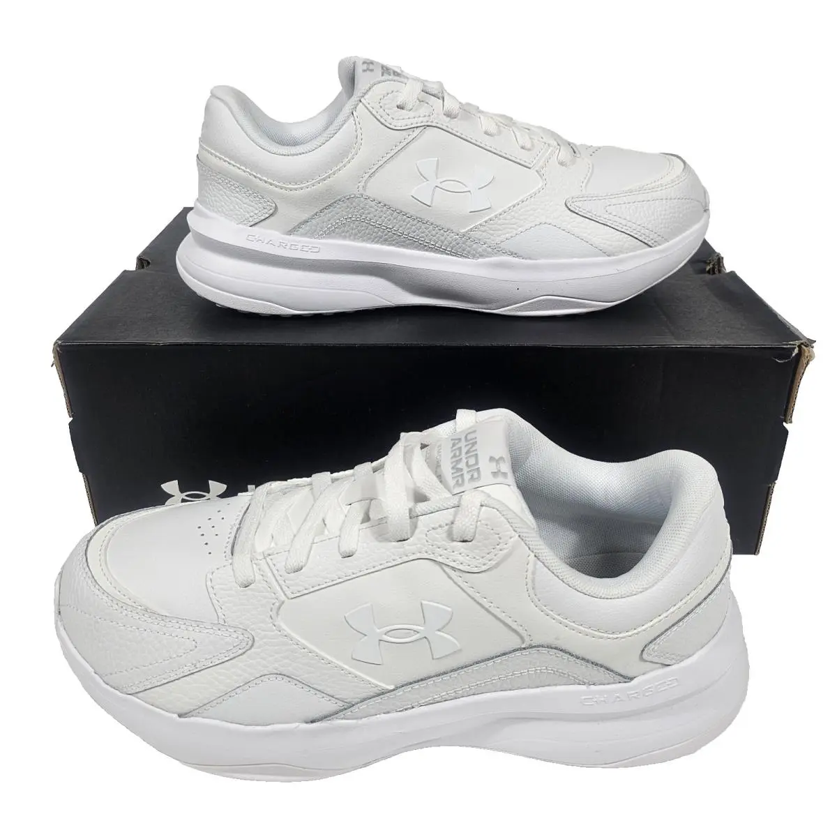 Under Armour Men`s Charged Edge Wide White Training Shoes Size 11.5 4E