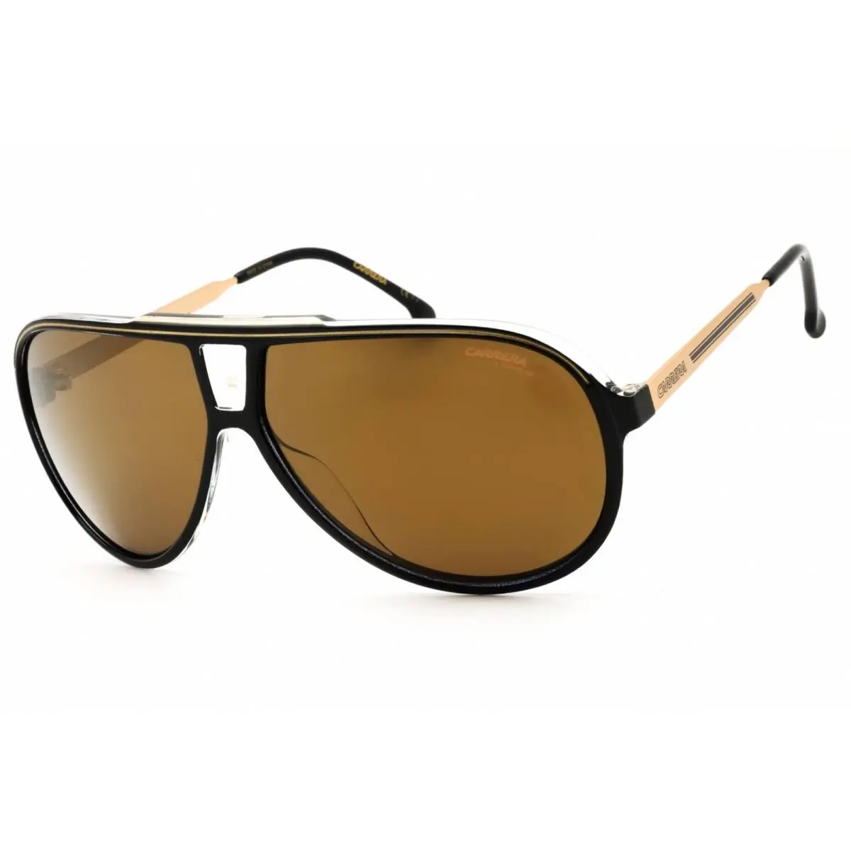 Carrera Men`s Sunglasses Black Gold Plastic Aviator Frame Carrera 1050/S 02M2 YL
