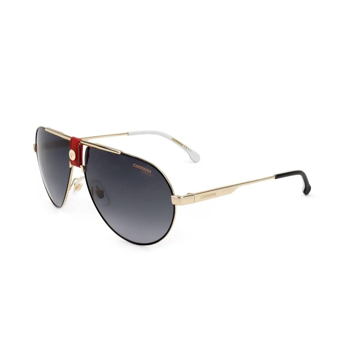 Men`s Metal Pilot Sunglasses Gold Red Dark Gray Gradient 63Mm Lens by Carrera