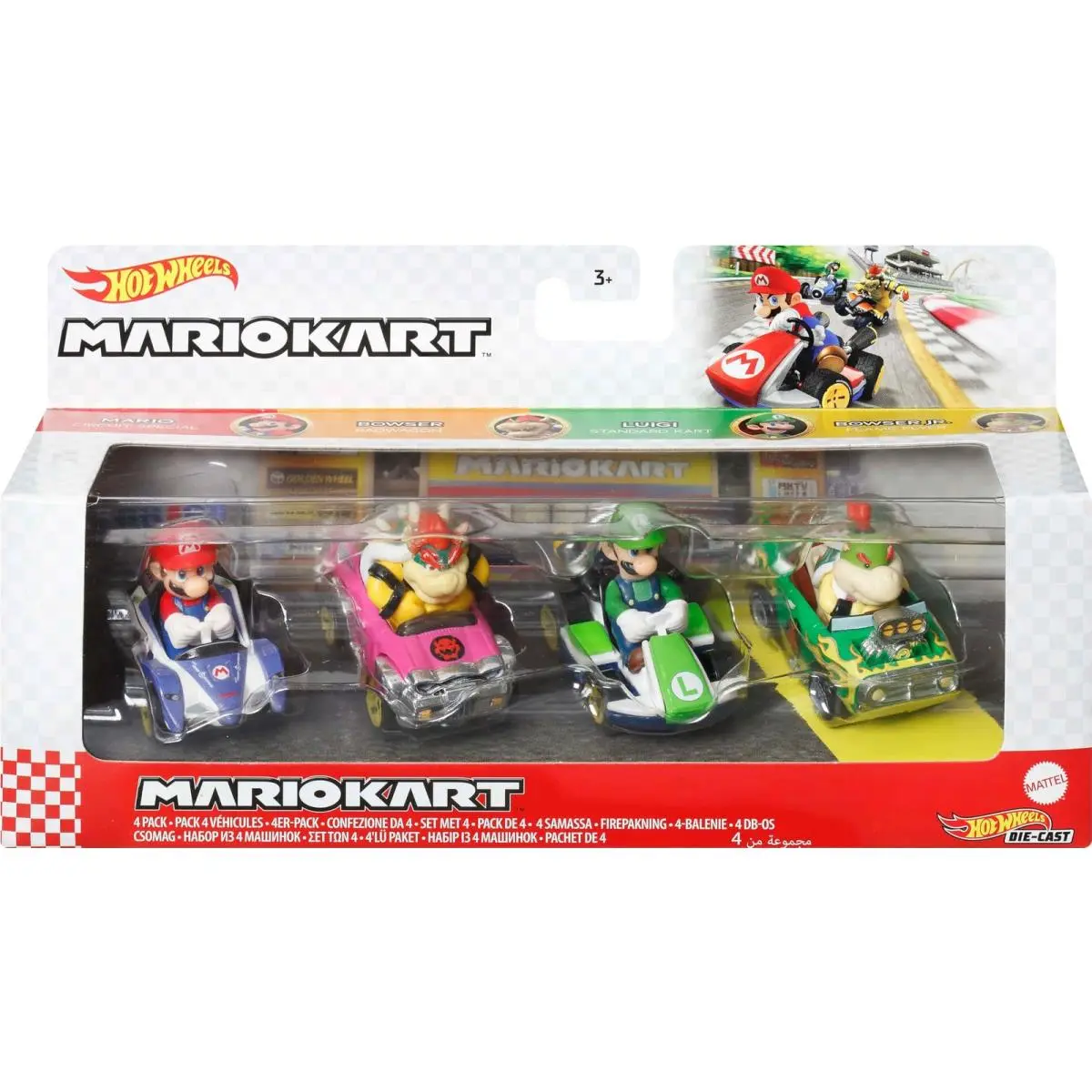 Mario Kart Toy Vehicle 4-Pack Collectible Set of 4 Fan-favorite Characters