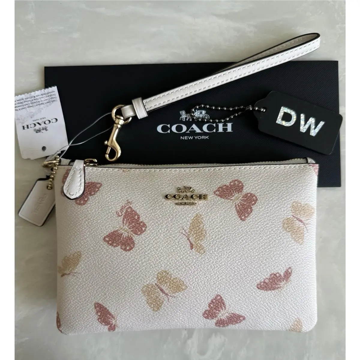 Coach Chalk/multi Butterfly Wristlet 70090